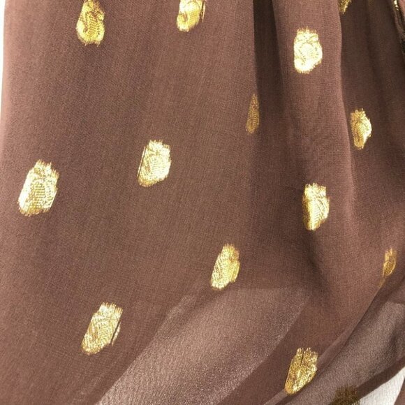 NWT Milly New York Brown silk metallic gold polka dot ruffle multi-tie tank top - Picture 13 of 16